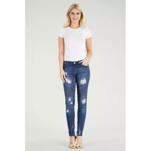 Judy Blue‎ Moto Jeans Womens 15 / 32 Skinny Fit JB8469 Distressed Stretch
